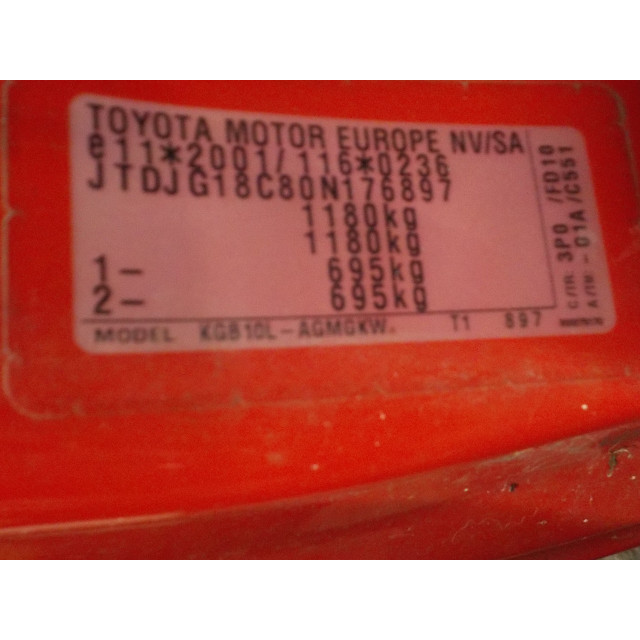 Achterklep Toyota Aygo (B10) (2005 - 2014) Hatchback 1.0 12V VVT-i (1KR-FE)