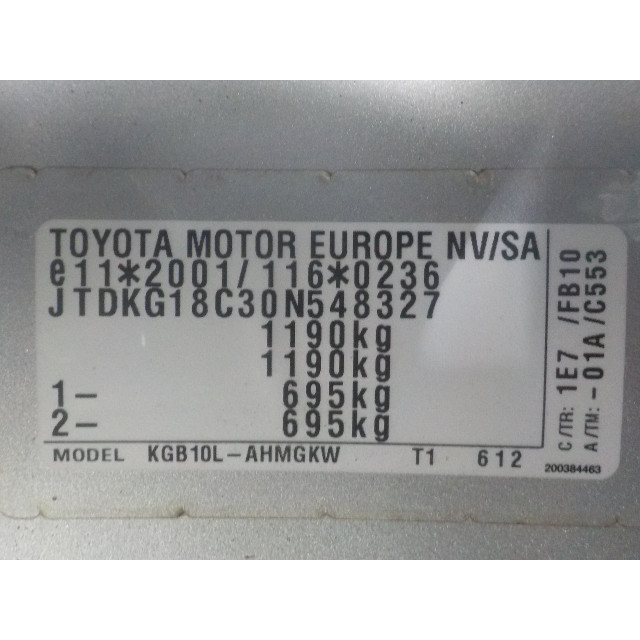 Startmotor Toyota Aygo (B10) (2005 - 2014) Hatchback 1.0 12V VVT-i (1KR-FE)