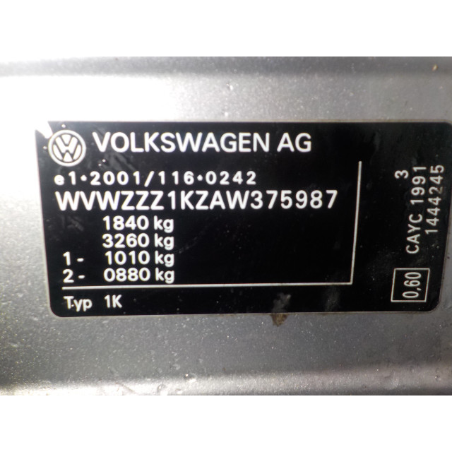 Airbag passagier Volkswagen Golf VI (5K1) (2009 - 2012) Hatchback 1.6 TDI 16V (CAYC)