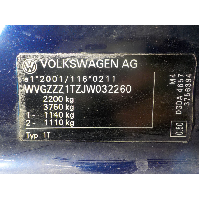 Raammechaniek elektrisch rechts achter Volkswagen Touran (5T1) (2016 - 2021) MPV 1.6 TDI SCR BlueMotion Technology (DGDA)