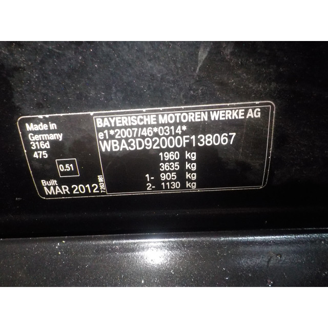 Raammechaniek elektrisch links achter BMW 3 serie (F30) (2012 - 2018) Sedan 316d 2.0 16V (N47-D20C)