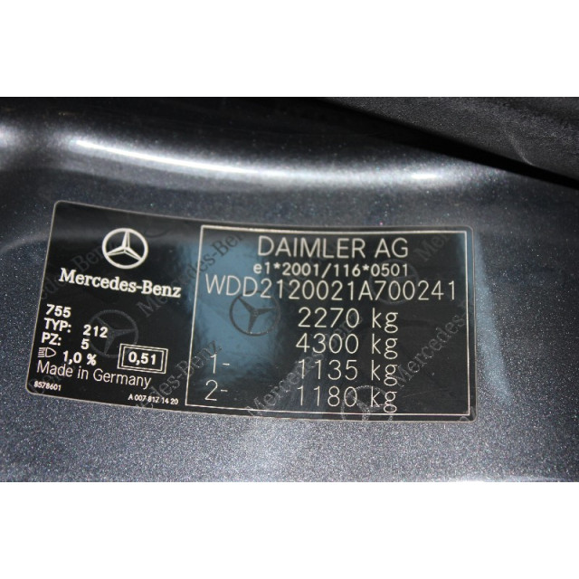 Zonneklep Mercedes-Benz E (W212) (2009 - 2016) Sedan E-220 CDI 16V BlueEfficiency,BlueTEC (OM651.924(Euro 5)