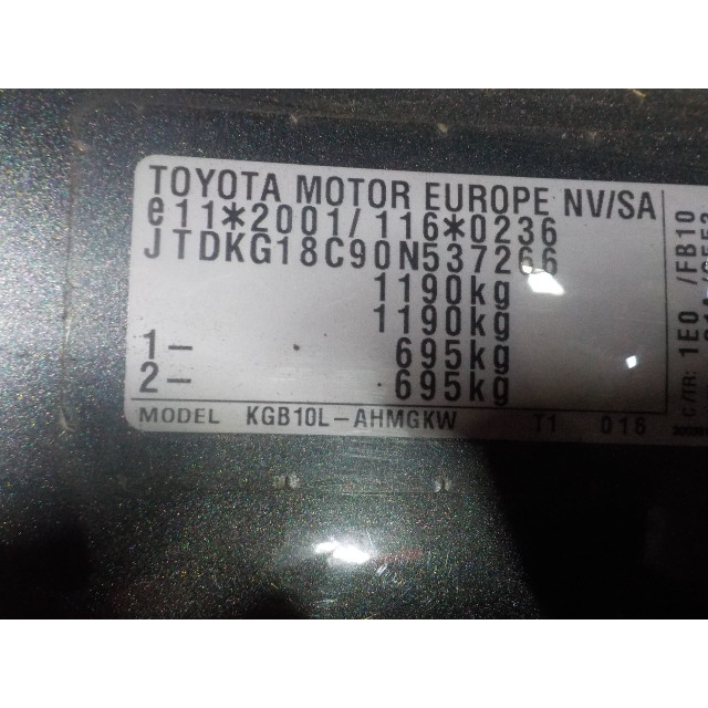 Portier links achter Toyota Aygo (B10) (2005 - 2014) Hatchback 1.0 12V VVT-i (1KR-FE)
