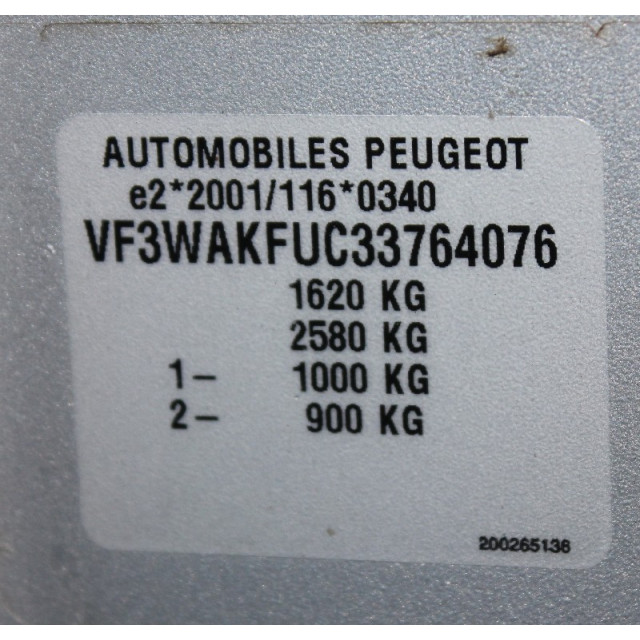 Ruitenwisserarm achterruit Peugeot 207/207+ (WA/WC/WM) (2006 - 2013) Hatchback 1.4 16V (ET3J4(KFU))