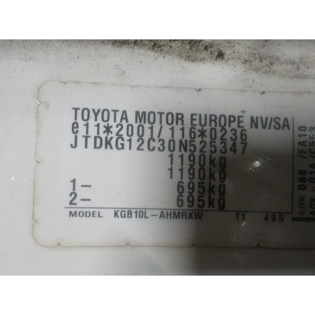 Portier rechts achter Toyota Aygo (B10) (2005 - 2014) Hatchback 1.0 12V VVT-i (1KR-FE)