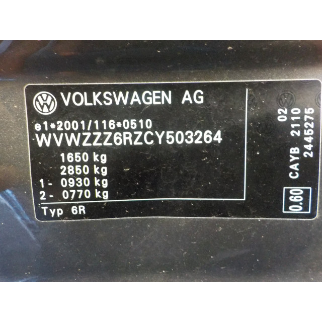 Raammechaniek elektrisch rechts achter Volkswagen Polo V (6R) (2009 - 2014) Hatchback 1.6 TDI 16V 90 (CAYB(Euro 5))