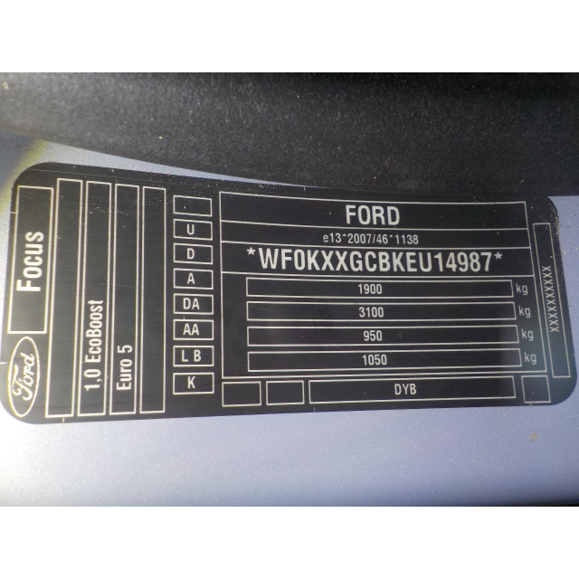 Sleepring Ford Focus 3 (2012 - 2018) Hatchback 1.0 Ti-VCT EcoBoost 12V 125 (M1DA(Euro 5))