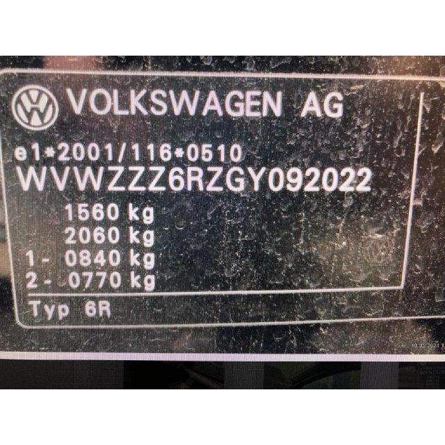 Afdekplaat Volkswagen Polo V (6R) (2014 - 2017) Hatchback 1.0 TSI 12V BlueMotion (CHZB(Euro 6))